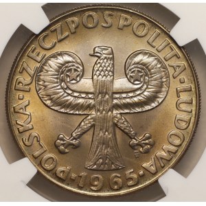 Volksrepublik Polen, 10 Złoty 1965, NGC MS 66, Große Säule