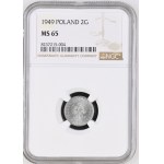 Volksrepublik Polen, 2 Groschen 1949, NGC MS 65