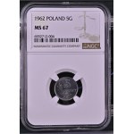République populaire de Pologne, 5 groszy 1962, NGC MS 67
