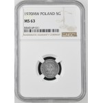 PRL, 5 Groszy 1970, NGC MS 63