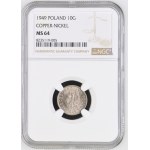 People's Republic of Poland, 10 groszy, 1949, Copper-Nickel, NGC MS 64