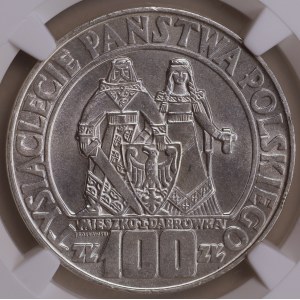 Volksrepublik Polen, 100 Złoty 1966 „Mieszko und Dąbrówka“, NGC MS 64