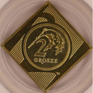 III RP, Klipa 2 Grosze 2005 „10 lat obiegu”, NGC MS 68