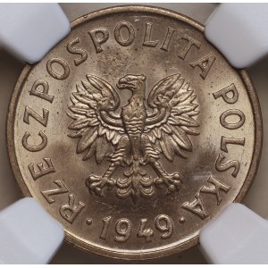 République populaire de Pologne, 20 groszy 1949, NGC MS 63, cupronickel