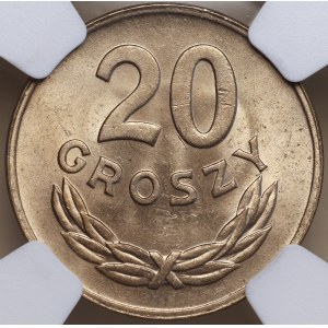 République populaire de Pologne, 20 groszy 1949, NGC MS 63, cupronickel