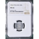 Volksrepublik Polen, 20 Groszy 1963, NGC MS 66
