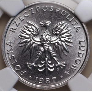 People's Republic of Poland, 50 groszy, 1987, NGC MS 66, Printing Error on the Note