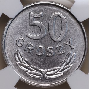 People's Republic of Poland, 50 groszy, 1987, NGC MS 66, Printing Error on the Note