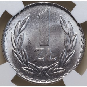 Volksrepublik Polen, 1 Złoty 1978, ohne Prägezeichen, NGC MS 66