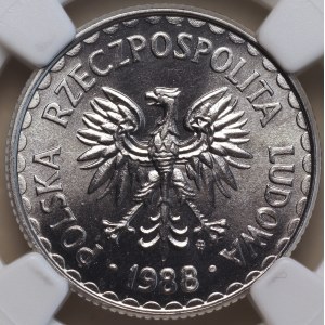 République populaire de Pologne, 1 zloty 1988, NGC MS 67