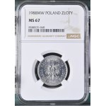 République populaire de Pologne, 1 zloty 1988, NGC MS 67