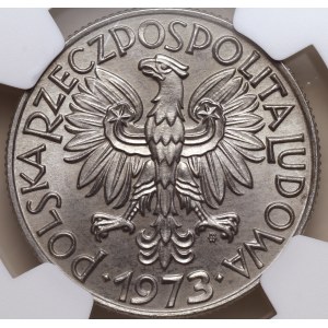 People's Republic of Poland, 5 zlotych, 1973, Fisherman, NGC MS 65