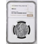 People's Republic of Poland, 5 zlotych, 1973, Fisherman, NGC MS 61