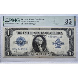 USA, strieborný certifikát, 1 dolár z roku 1923, Speelman &amp; White, PMG 35