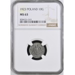 Zweite Polnische Republik, 10 Groszy 1923, NGC MS 63