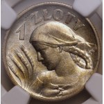 Second Polish Republic, 1 zloty, 1925, NGC AU 58, London Mint