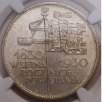 Second Polish Republic, 5 zlotych 1930, NGC MS 62, Standard, plate mark