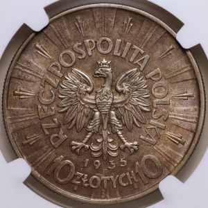 Zweite Polnische Republik, 10 Złoty 1935, NGC MS 62, J. Piłsudski