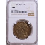 Zweite Polnische Republik, 10 Złoty 1935, NGC MS 62, J. Piłsudski