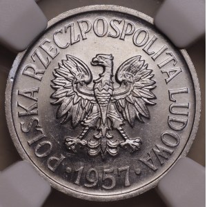 République populaire de Pologne, 20 groszy 1957, NGC MS 64, date large – la plus rare