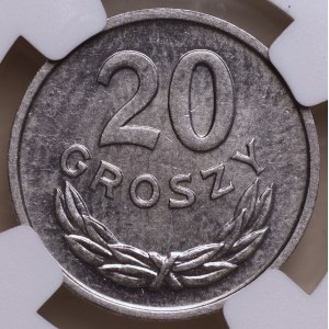 République populaire de Pologne, 20 groszy 1957, NGC MS 64, date large – la plus rare