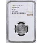 Poľská ľudová republika, 50 grošov, 1949, NGC MS 63, hliník