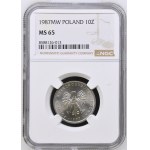 République populaire de Pologne, 10 zlotys 1987, NGC MS 65