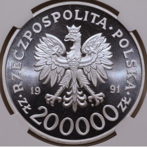 Third Republic of Poland, 200,000 zloty, 1991, “200th Anniversary of the Constitution of May 3,” NGC PF 68 ULTRA CAMEO