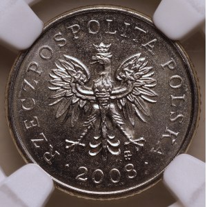 III RP, 10 Groszy 2008, NGC MS 65