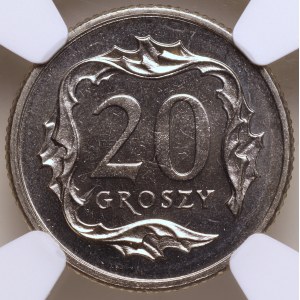 Third Republic of Poland, 20 groszy, 2002, NGC MS 67