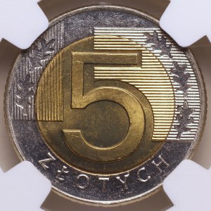 Third Republic of Poland, 5 zlotych, 1996, NGC MS 67