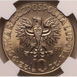 République populaire de Pologne, 10 zlotys 1967 « Nicolas Copernic », NGC MS 64