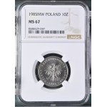 Poľská ľudová republika, 10 zlotých, 1985, NGC MS 67, MAX TOP POP