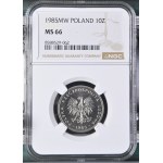 People's Republic of Poland, 10 zlotych, 1985, NGC MS 66