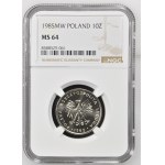 PRL, 10 Złotych 1985, NGC MS 64