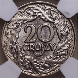 Second Polish Republic, 20 groszy, 1923, NGC MS 64, Utrecht Mint