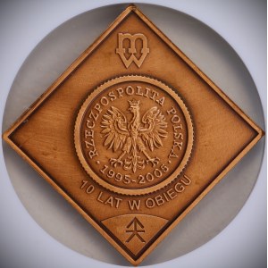 Third Republic of Poland, 50 groszy 2005 “10 Years in Circulation” commemorative coin, patinated copper, NGC MS 65 ANTIQUED