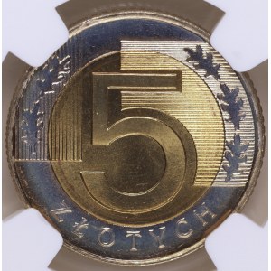 Third Republic of Poland, 5 zlotych, 1994, NGC MS 66