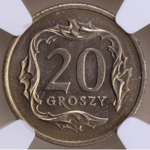 Third Republic of Poland, 20 groszy, 1990, NGC MS 66