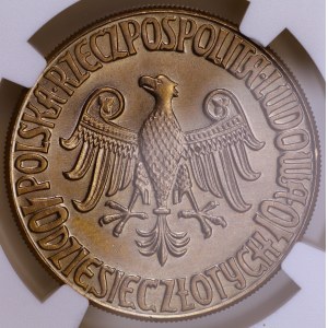 Volksrepublik Polen, 10-Złoty-Probeprägung 1964 „Kazimierz der Große“, NGC MS 66