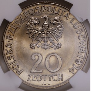 PRL, 20 Złotych 1974 „XXV lat RWPG”, NGC MS 64