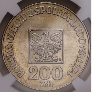 People's Republic of Poland, 200 zlotych, 1974, 30 Years of the People's Republic of Poland, NGC MS 64