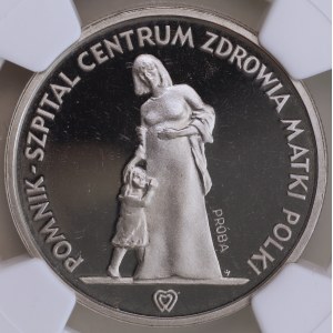 PRL, PRÓBA 200 Złotych 1985 „Centrum Zdrowia Matki Polki”, odwrócony znak mennicy, NGC PF 68 ULTRA CAMEO