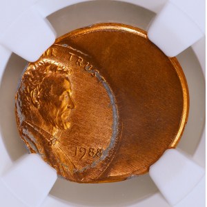 USA, 1 Cent 1988, Lincoln, MINT ERROR, 45% OFF CENTER, NGC MS 65 RD