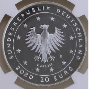 Germany, 20 euro 2020 D, Grimm's Fairy Tales, The Wolf and the Seven Little Goats, NGC PF 69 ULTRA CAMEO