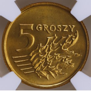 Third Republic of Poland, 5 groszy, 1993, NGC MS 67