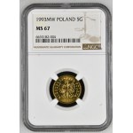 Third Republic of Poland, 5 groszy, 1993, NGC MS 67
