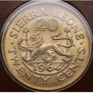 Sierra Leone, 20 centů, 1964, Sir Milton Margai, stav 1