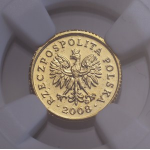 III RP, miniatura 1 Grosz 2008, NGC MS 65