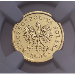 III RP, miniatura 5 Groszy 2008, NGC MS 64
